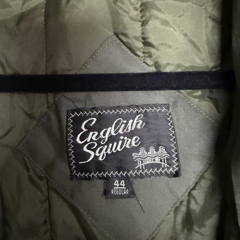 English Squire Mens Trench Coat Olive Green Belted Long Jacket Size 44R - Picture 4 of 8